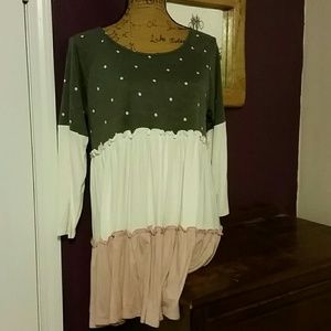 Very soft and frilly multi colored tunic!!
